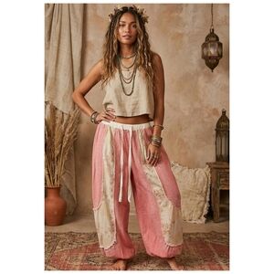 POL Pink and Cream Patchwork Floral Joggers